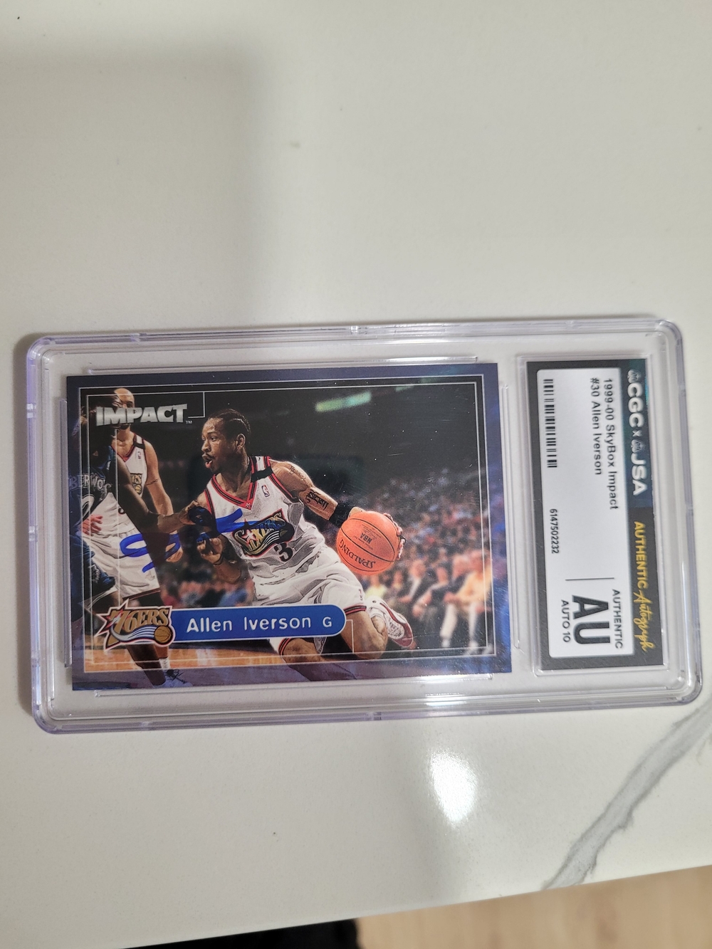 Autographed Basketball Rookie Card - Blue and White